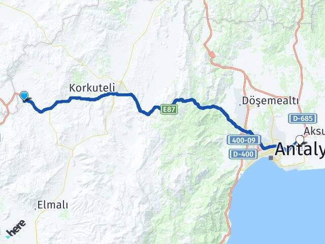 Yeşiloba Antalya Havalimanı Arası Kaç Km - Yol Tarifi