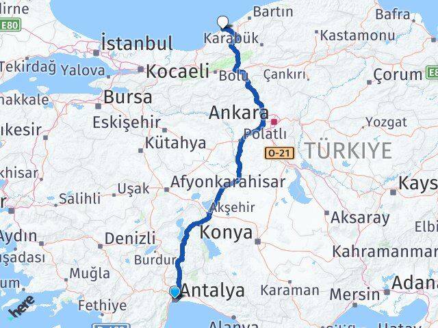 Antalya Kozlu Zonguldak Arası Kaç Km - Yol Haritası
