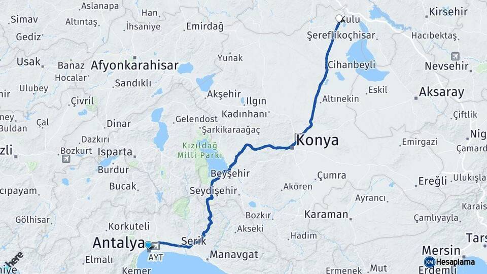 Antalya Kulu Arası Kaç Km - Yol Tarifi