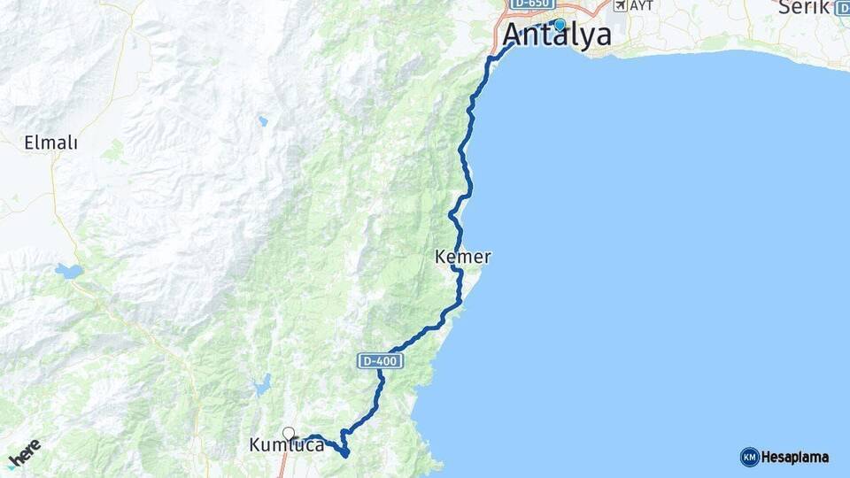 Antalya Kumluca Arası Kaç Km - Yol Haritası