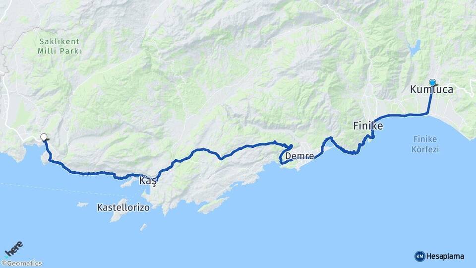 Antalya Kumluca Kalkan Kaş Arası Kaç Km - Yol Haritası