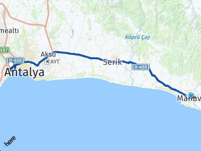 Bahçelievler Akdeniz Üniversitesi Arası Kaç Km - Yol Tarifi