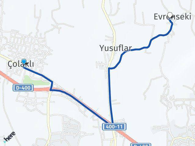 Antalya Manavgat Çolaklı Evrenseki Manavgat Arası Kaç Km - Yol Haritası