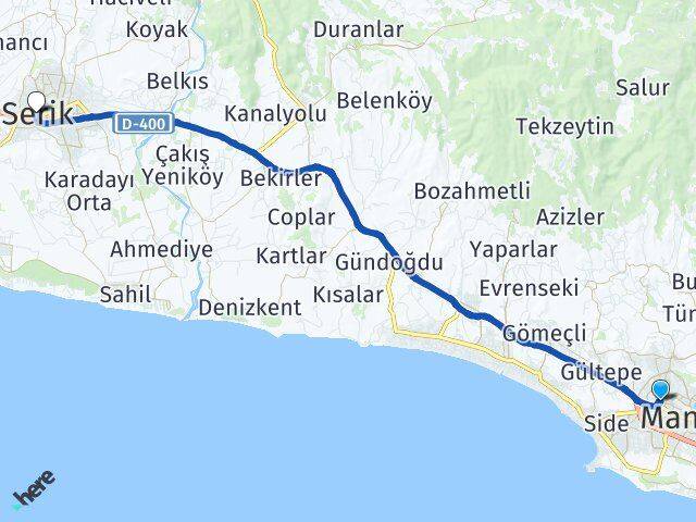 Kavaklı Serik Arası Kaç Km - Yol Tarifi