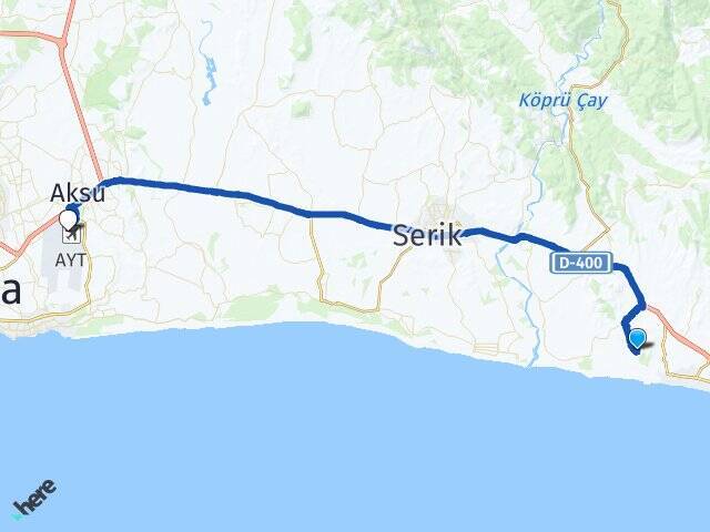Kısalar Antalya Havalimanı Arası Kaç Km - Yol Tarifi