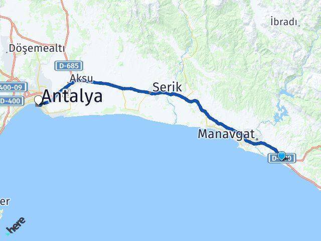 Kızılağaç Antalya Arası Kaç Km - Yol Tarifi