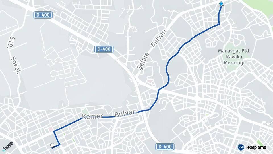 Antalya Manavgat Sarılar Side Manavgat Arası Kaç Km - Yol Haritası