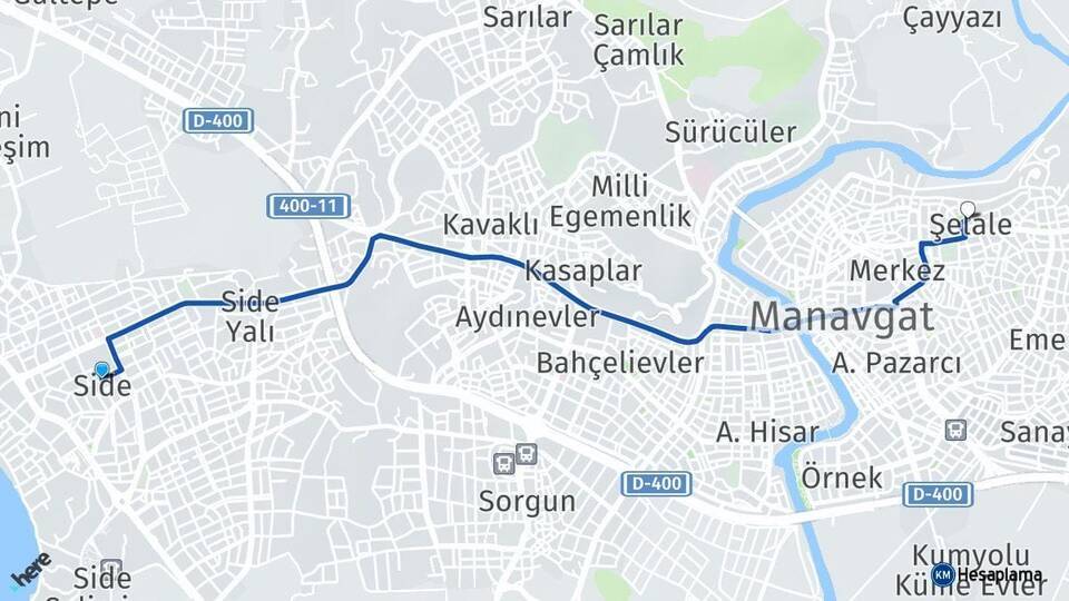 Side Şelale Arası Kaç Km - Yol Tarifi