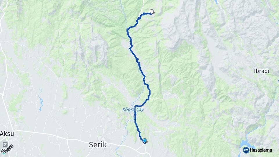 Antalya Manavgat Taşağıl Düzağaç Manavgat Arası Kaç Km - Yol Haritası