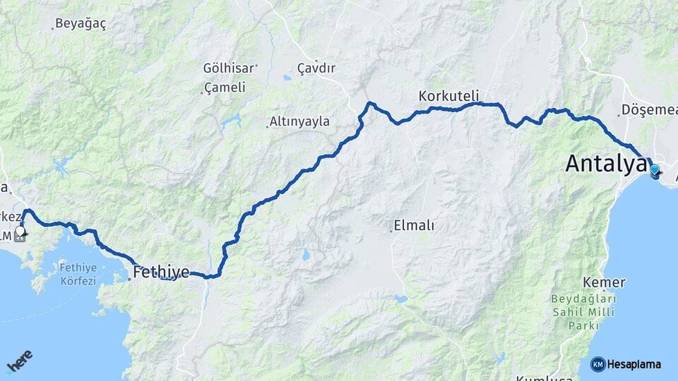 Antalya Muğla Dalaman Havalimanı Arası Kaç Km - Yol Haritası