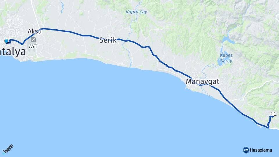Antalya Muratpaşa Alara Alanya Arası Kaç Km - Yol Haritası