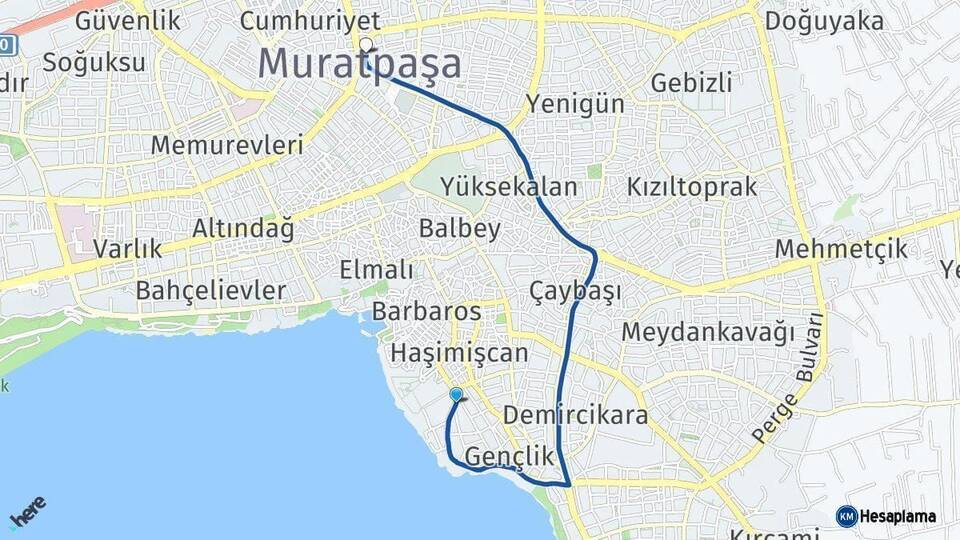 Antalya Muratpaşa Arası Kaç Km - Yol Haritası