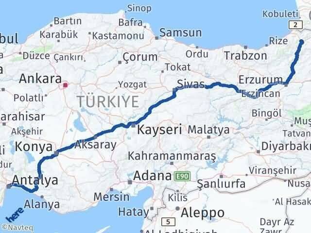 Muratpaşa Artvin Arası Kaç Km - Yol Tarifi
