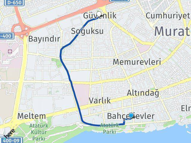 Bahçelievler Güvenlik Arası Kaç Km - Yol Tarifi