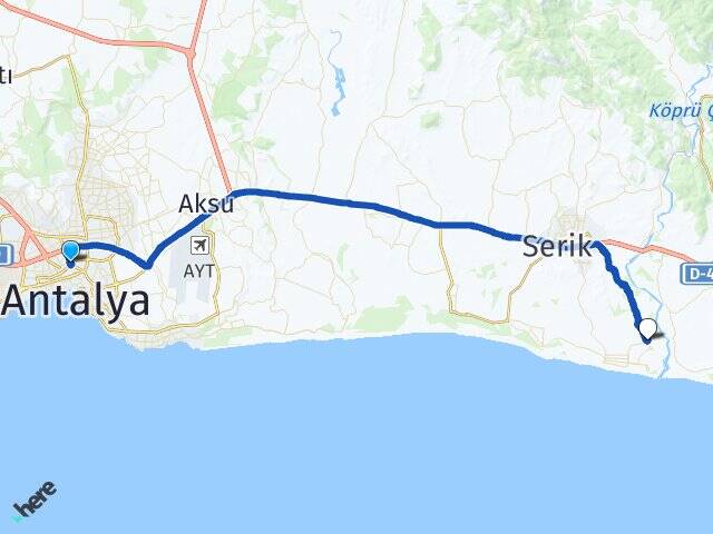 Antalya Muratpaşa Boğazkent Serik Arası Kaç Km - Yol Haritası