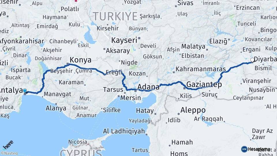 Muratpaşa Diyarbakır Arası Kaç Km - Yol Tarifi