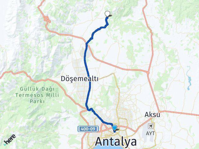 Antalya Muratpaşa Ekşili Döşemealtı Arası Kaç Km - Yol Haritası