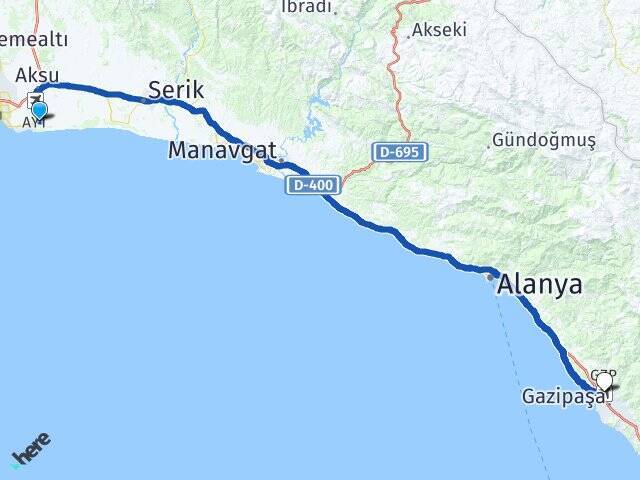 Ermenek Gazipaşa Alanya Havalimanı Arası Kaç Km - Yol Tarifi