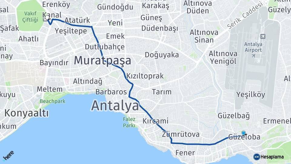 Güzeloba Antalya Otogarı Arası Kaç Km - Yol Tarifi