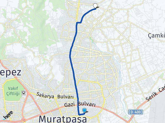 Antalya Muratpaşa Kızılarık Varsak Esentepe Kepez Arası Kaç Km - Yol Haritası