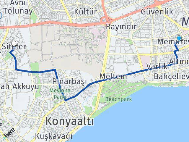Memurevleri Konyaaltı Arası Kaç Km - Yol Tarifi