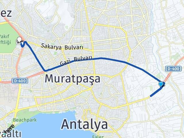 Topçular Antalya Otogarı Arası Kaç Km - Yol Tarifi
