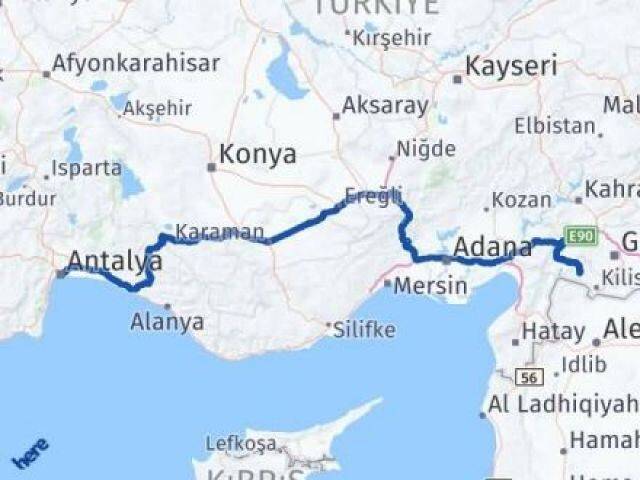 Antalya Musabeyli Kilis Arası Kaç Km - Yol Haritası