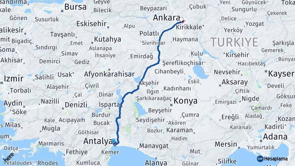 Antalya Otogarı Ankara AŞTİ Otogarı Arası Kaç Km - Yol Tarifi