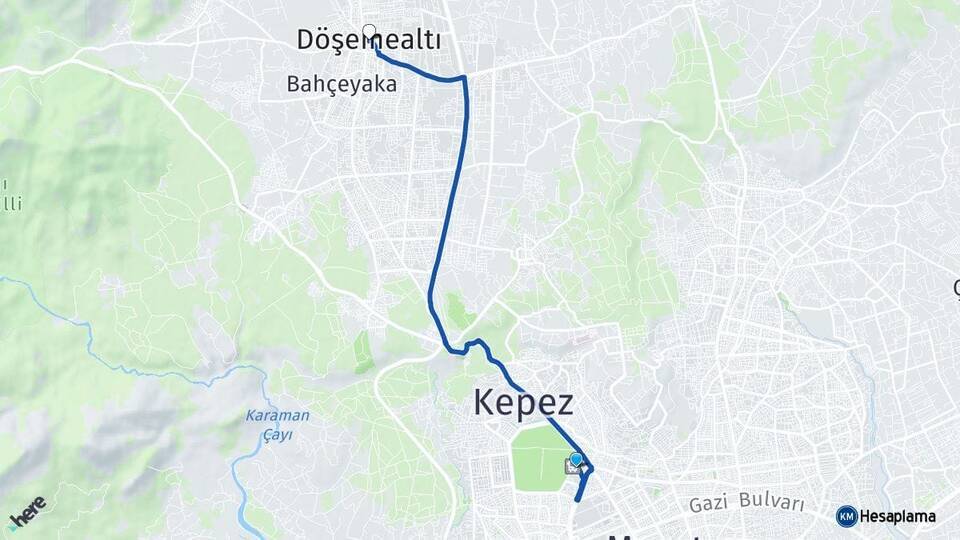Antalya Otogarı Döşemealtı Arası Kaç Km - Yol Tarifi