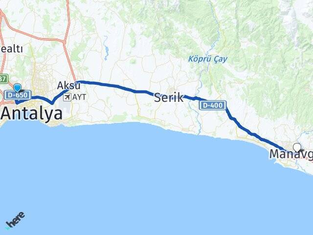 Antalya Otogarı Manavgat Arası Kaç Km - Yol Tarifi