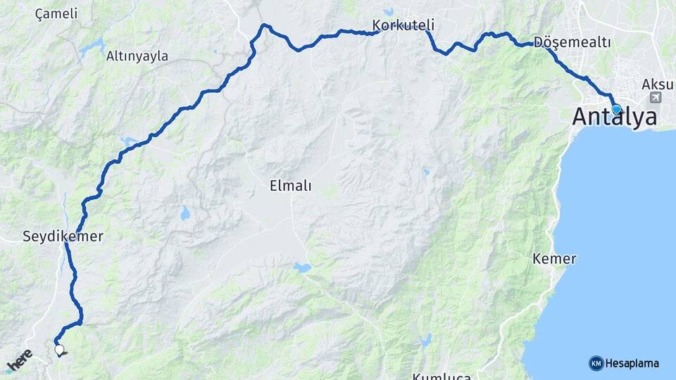 Antalya Palamut Kaş Arası Kaç Km - Yol Haritası