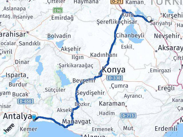 Antalya Sarıyahşi Aksaray Arası Kaç Km - Yol Haritası