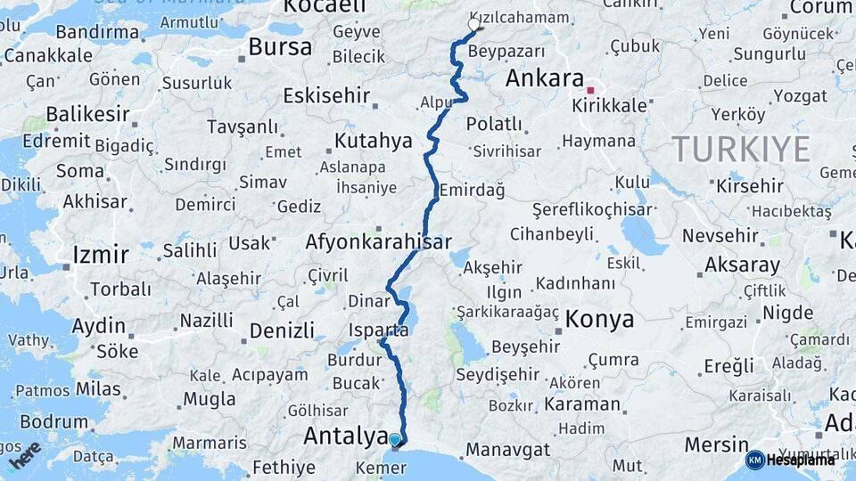 Antalya Seben Bolu Arası Kaç Km - Yol Haritası