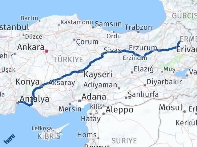 Antalya Selim Kars Arası Kaç Km - Yol Haritası