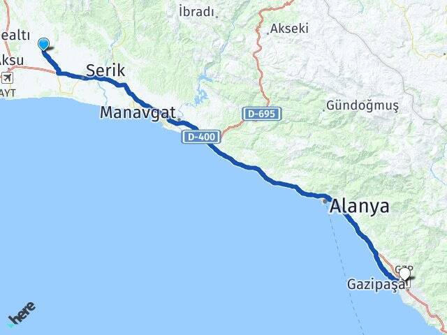 Abdurrahmanlar Gazipaşa Alanya Havalimanı Arası Kaç Km - Yol Tarifi
