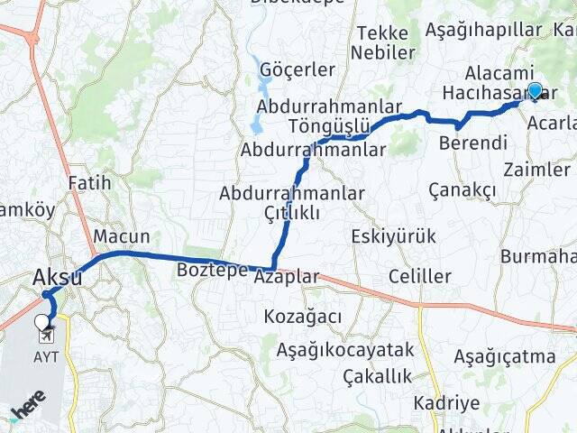 Alacami Antalya Havalimanı Arası Kaç Km - Yol Tarifi