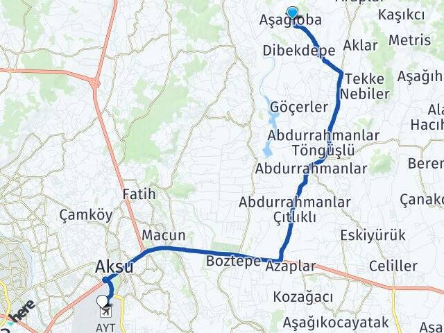 Aşağıoba Antalya Havalimanı Arası Kaç Km - Yol Tarifi