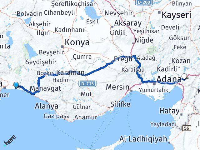 Antalya Serik Belek Osmaniye Arası Kaç Km - Yol Haritası