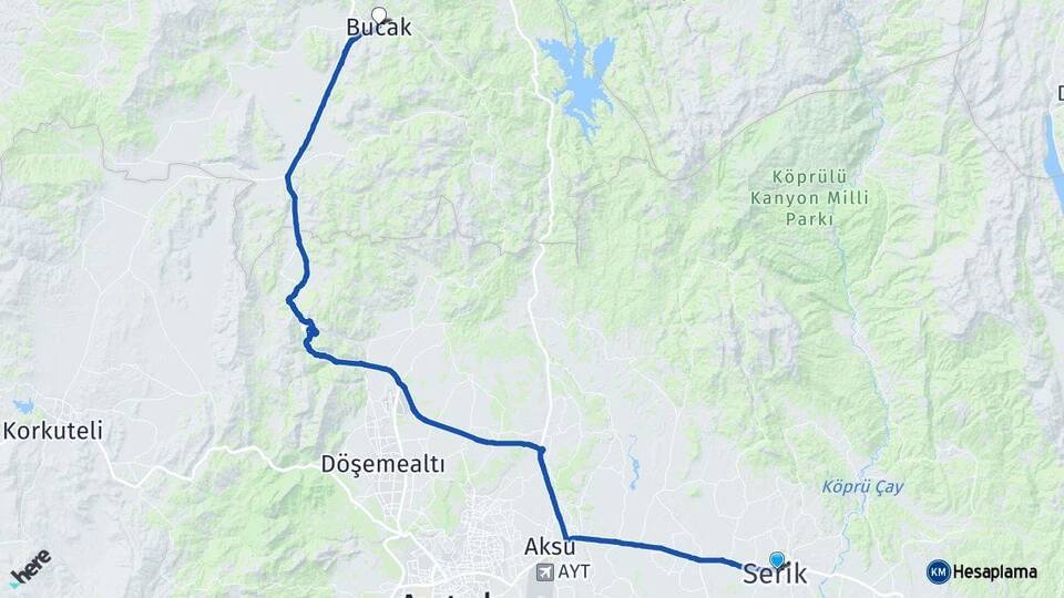 Antalya Serik Bucak Burdur Arası Kaç Km - Yol Haritası