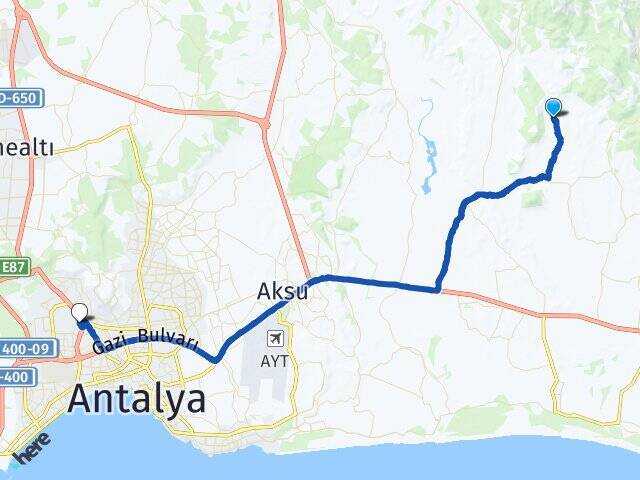 Büğüş Antalya Otogarı Arası Kaç Km - Yol Tarifi
