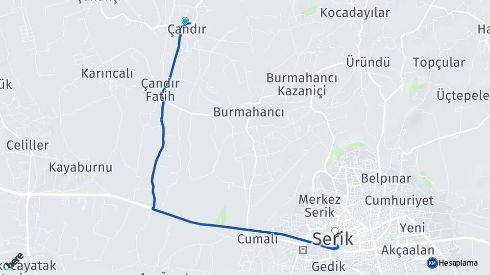 Çandır Serik Arası Kaç Km - Yol Tarifi