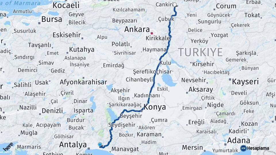 Serik Çankırı Arası Kaç Km - Yol Tarifi