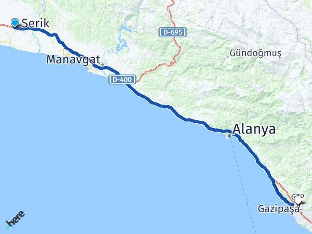 Cumalı Gazipaşa Alanya Havalimanı Arası Kaç Km - Yol Tarifi