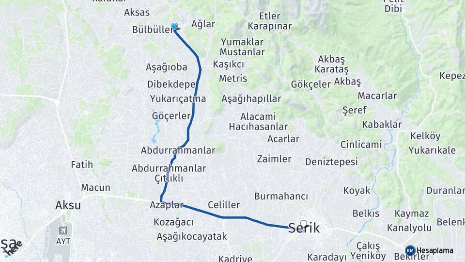 Gebiz Serik Arası Kaç Km - Yol Tarifi