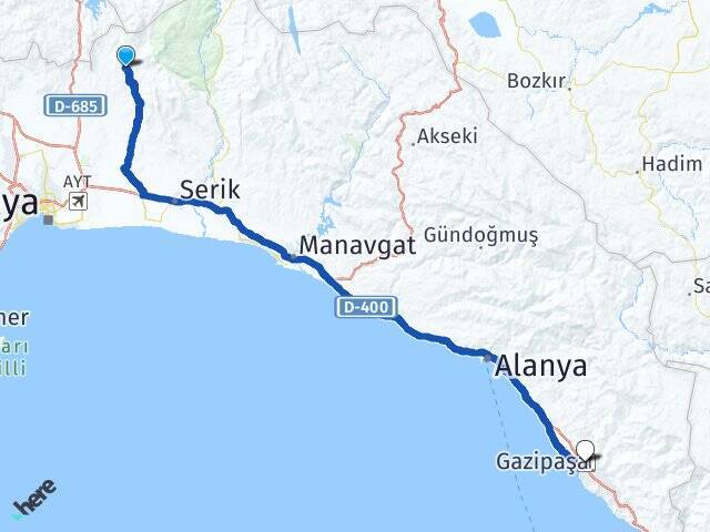 Haspınar Gazipaşa Alanya Havalimanı Arası Kaç Km - Yol Tarifi