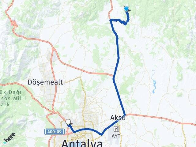 Kırbaş Antalya Otogarı Arası Kaç Km - Yol Tarifi
