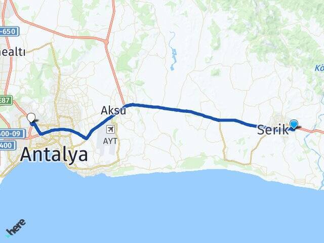 Kürüş Antalya Otogarı Arası Kaç Km - Yol Tarifi