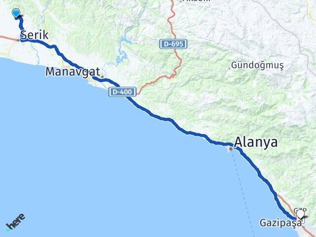 Kuşlar Gazipaşa Alanya Havalimanı Arası Kaç Km - Yol Tarifi