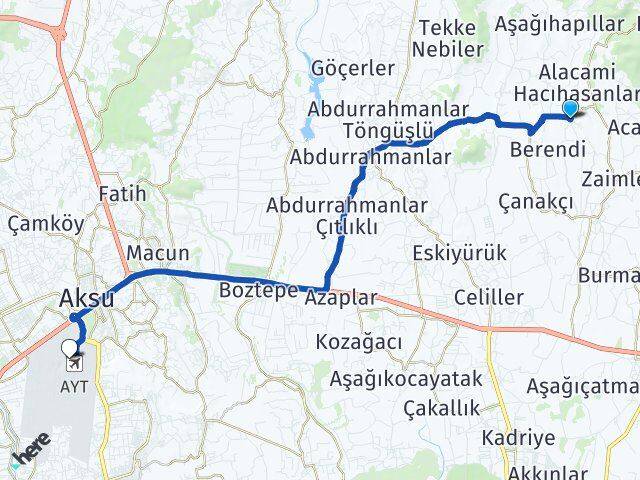 Pınarcık Antalya Havalimanı Arası Kaç Km - Yol Tarifi