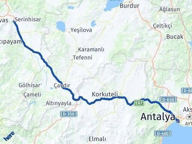 Antalya Serinhisar Denizli Arası Kaç Km - Yol Haritası